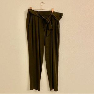 Express olive green pants with bow, large